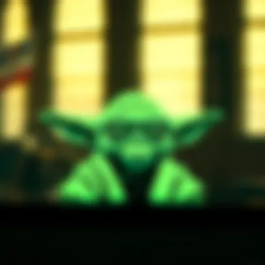 A striking Yoda window decal in a vibrant green hue