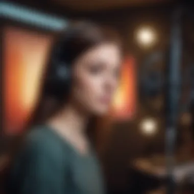 Creative Process: YouTuber in the Sound Booth Illustration of a YouTuber recording voice lines in a professional studio setting
